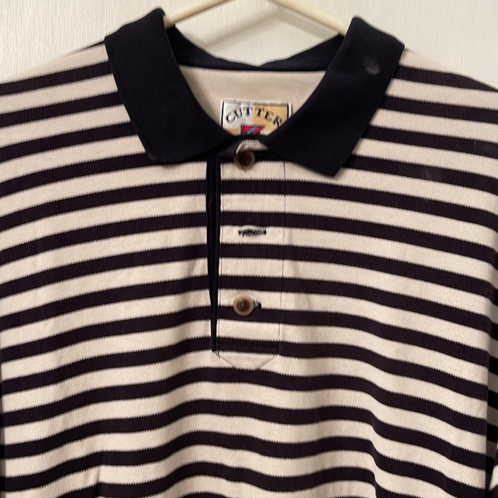 Cutter and Buck striped short sleeve shirt Black and White